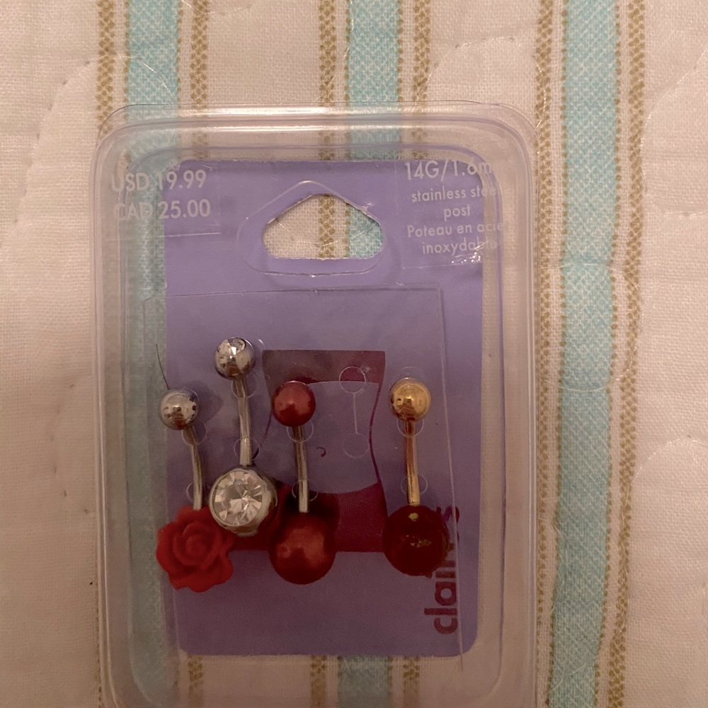 Claire’s variety of 14G Belly button rings